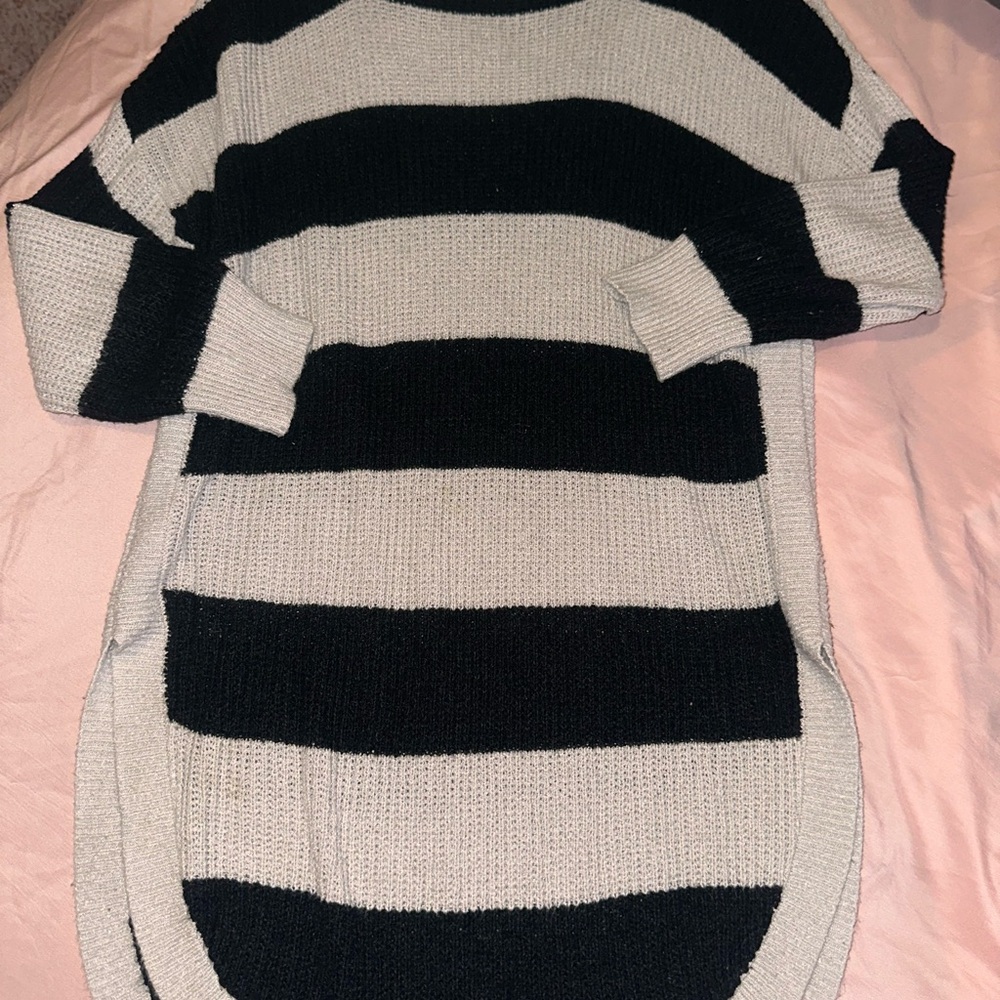 Express Black and Cream Striped Sweater